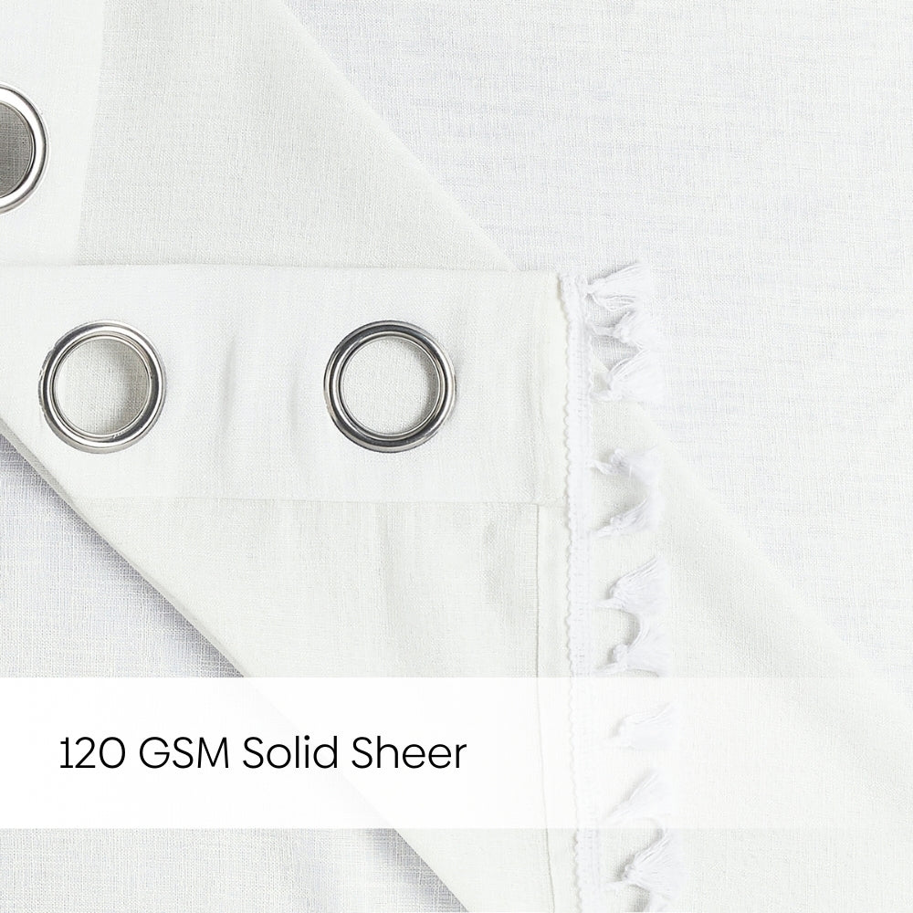 100% Polyester Decorated Solid Sheer Door Curtain, White