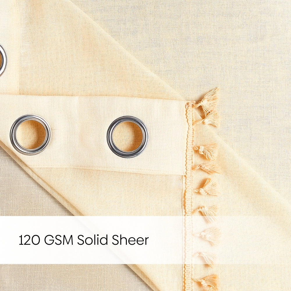 100% Polyester Decorated Solid Sheer Door Curtain, Cream