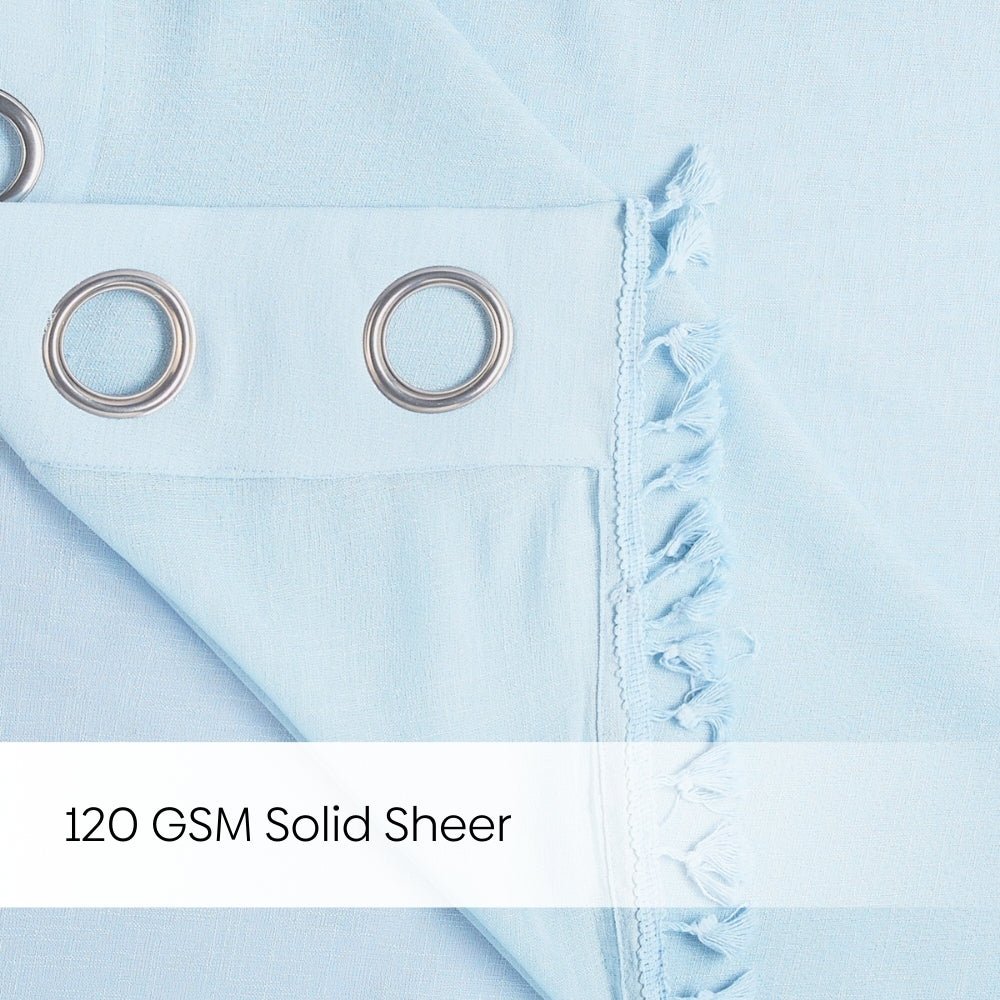 100% Polyester Decorated Solid Sheer Door Curtain, Light Blue - Sheer Curtains | haus & kinder