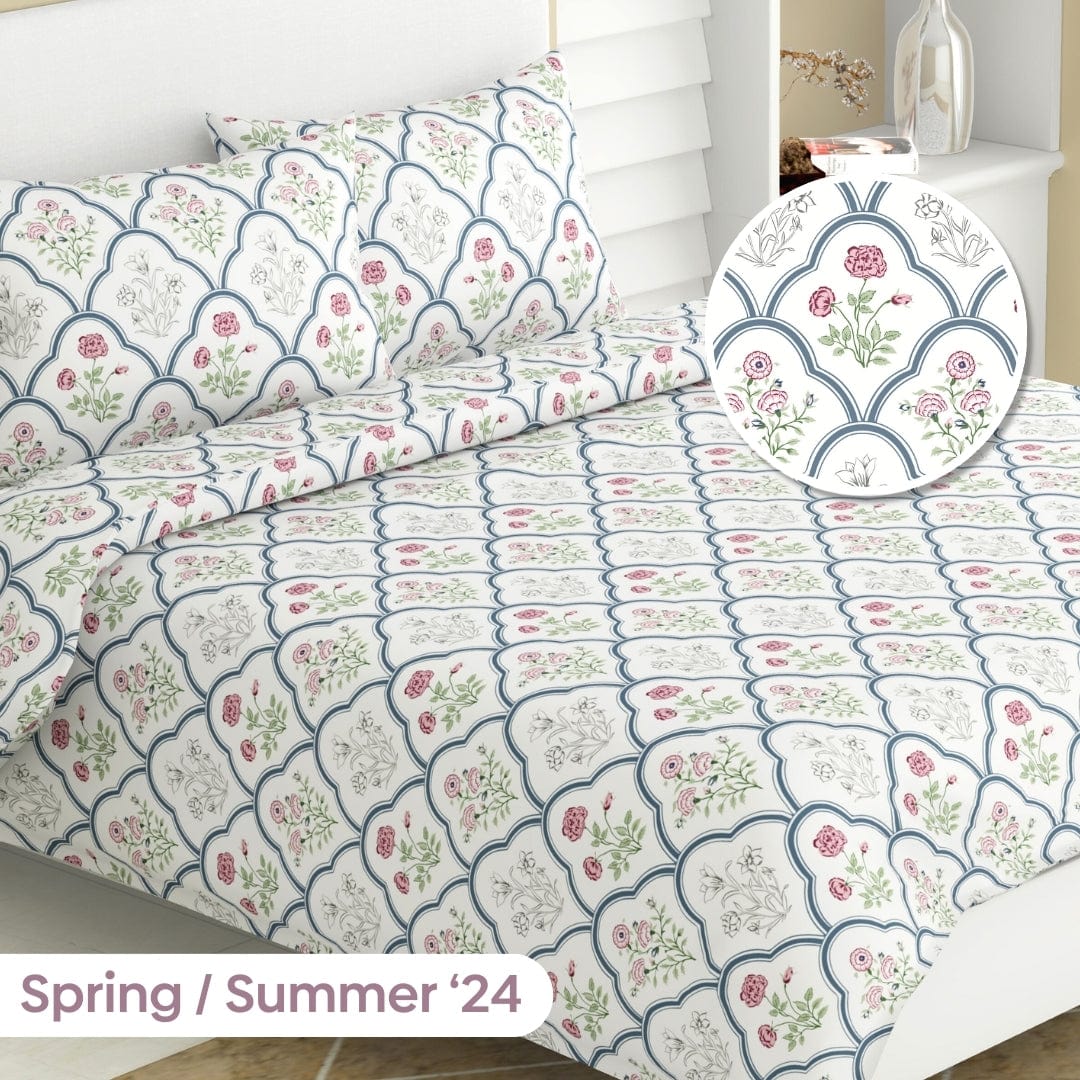 Classic Trells, 100% Cotton King Size Bedsheet, 186 TC