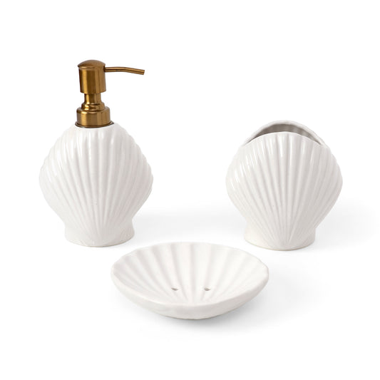 Pearl Seashell Bathroom Set- White