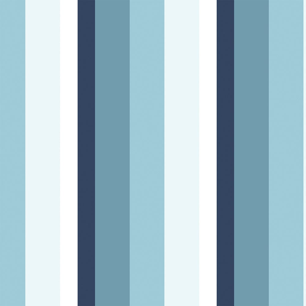 Coastal Stripes Navy 100% Cotton Double Fitted Bedsheet, 186 TC