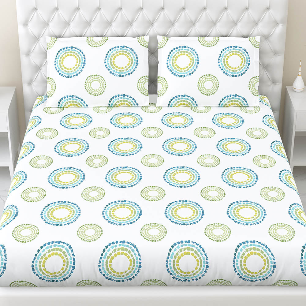 Radiant Circle 100% Cotton King Fitted Bedsheet, 144 TC