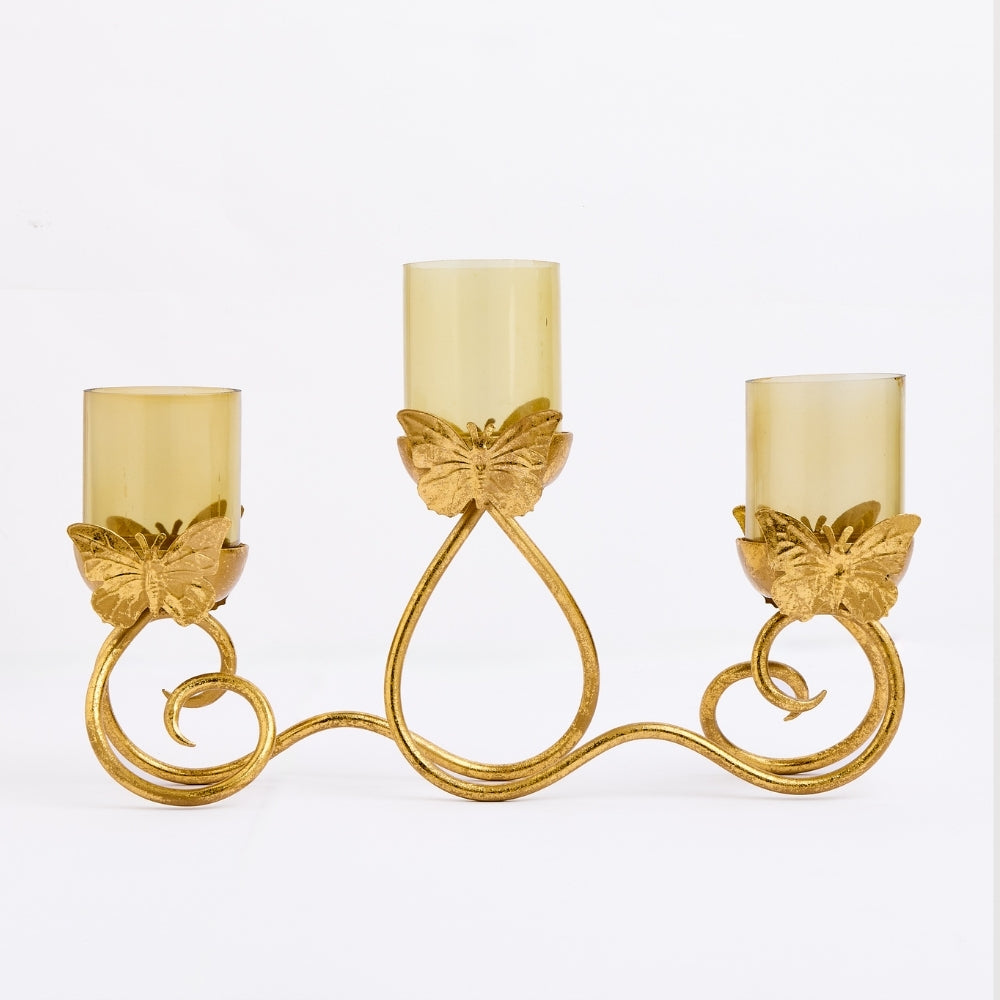 Metal Butterfly Tea Light Holder, Gold