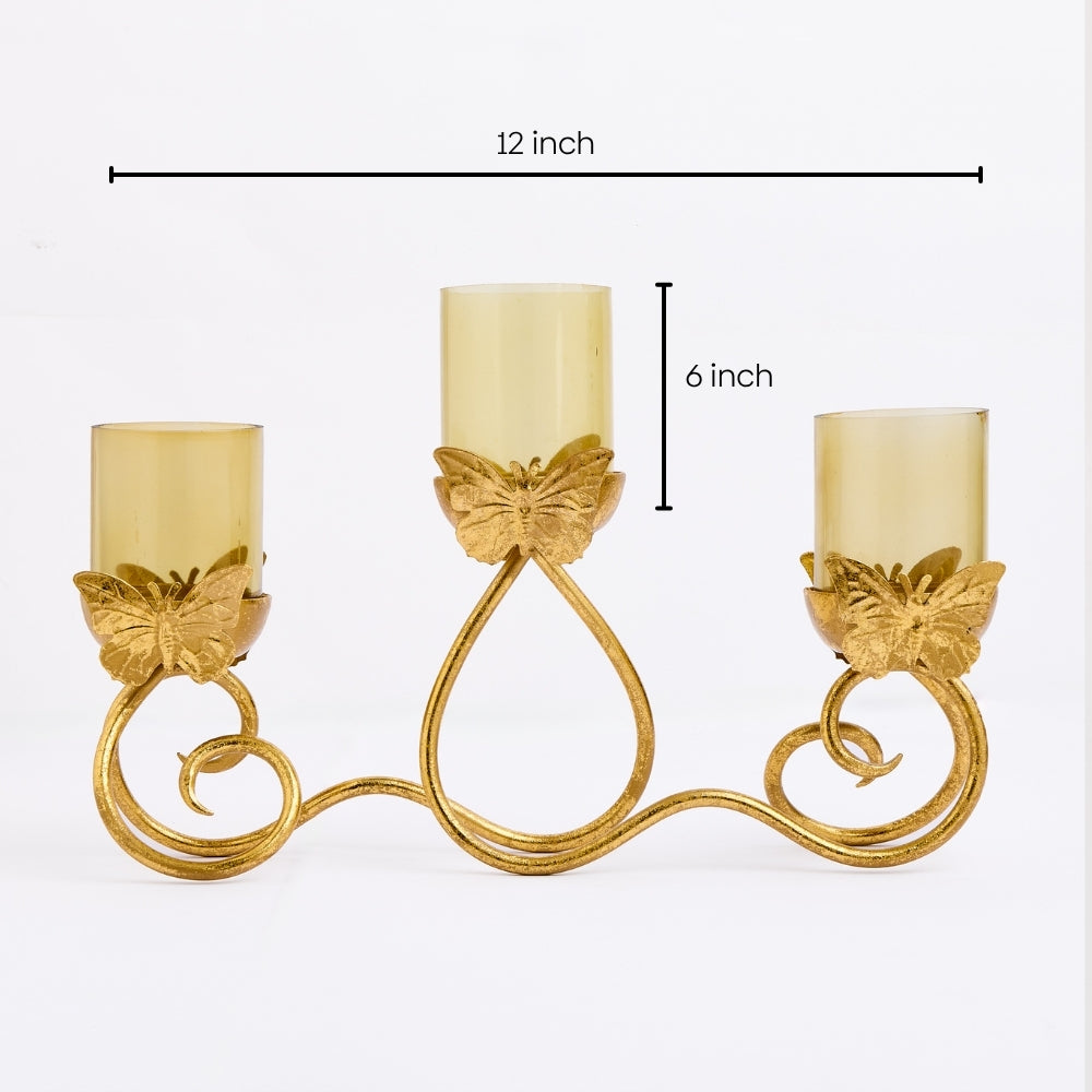 Metal Butterfly Tea Light Holder, Gold