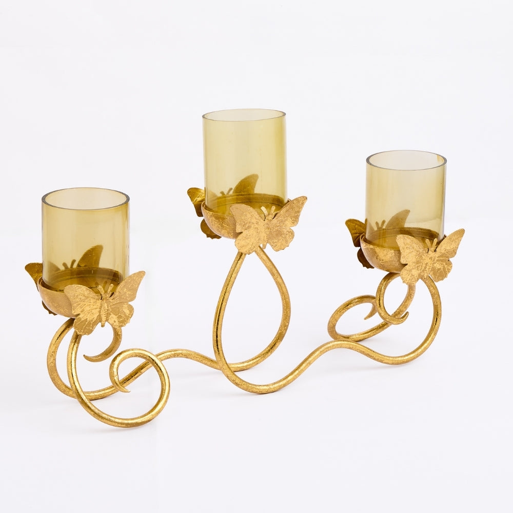 Metal Butterfly Tea Light Holder, Gold