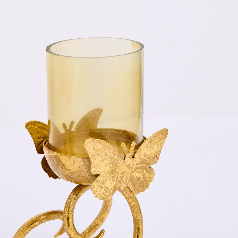 Metal Butterfly Tea Light Holder, Gold