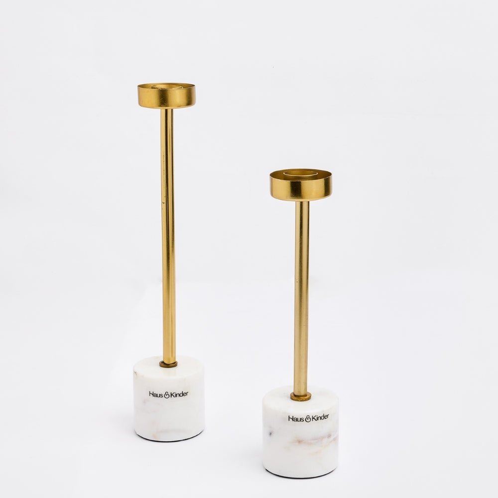 Marble Candle Holder Set of 2, Marble & Gold - Candle Holder | haus & kinder