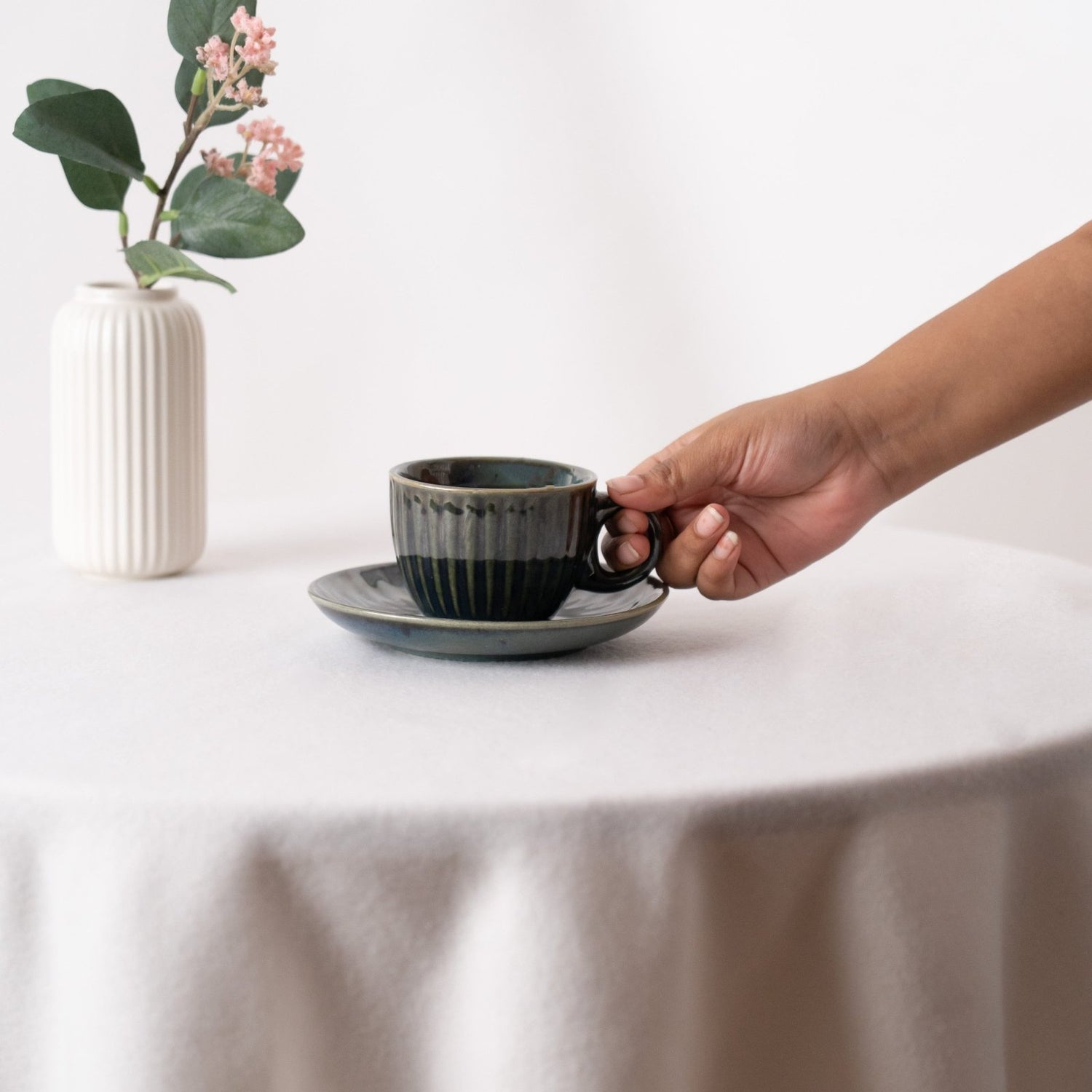 Noble Blue Ceramic Cup & Saucer- Blue - Cup & Saucer | haus & kinder