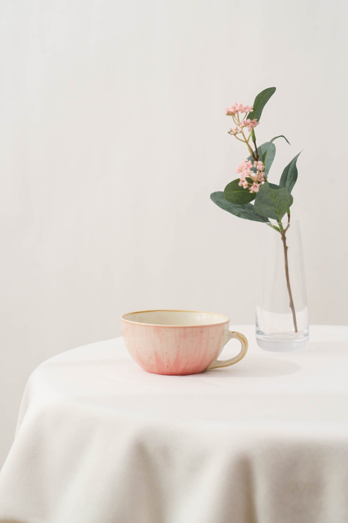 Soft Rose Ceramic Ice-Cream Cup- Blush & White
