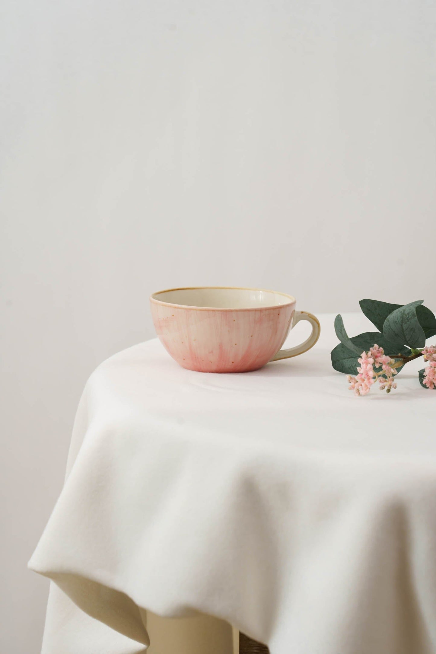 Soft Rose Ceramic Ice-Cream Cup- Blush & White