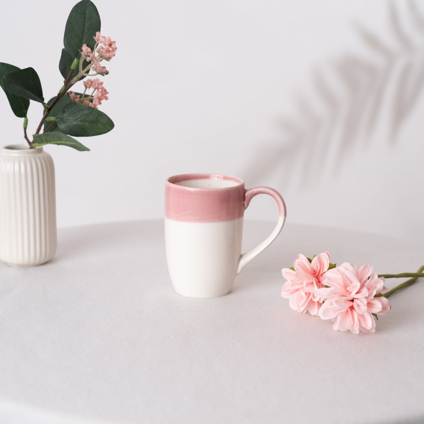 Pink Cloud Porcelain Mug- Pink & White Set of 2