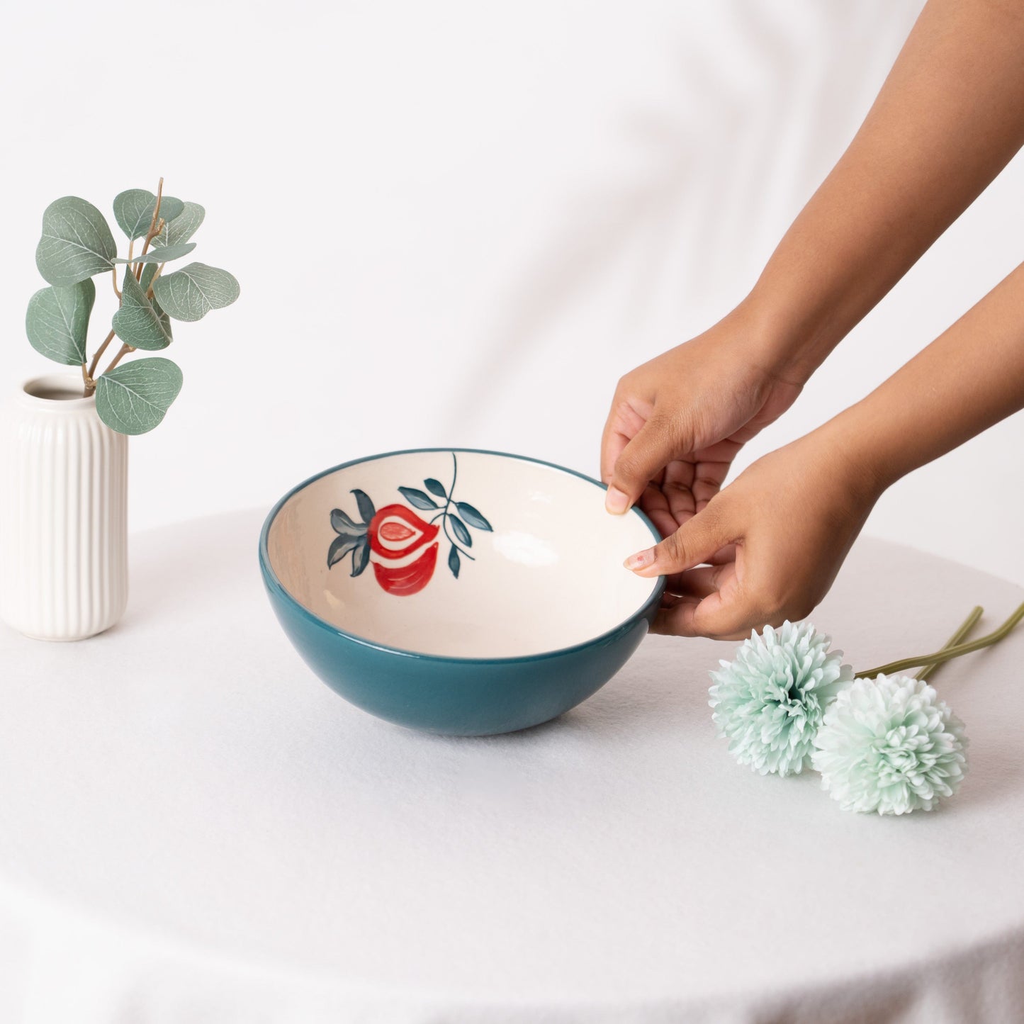 Fabled Fid Hand Painted Serving Bowl