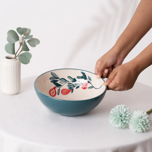 Fabled Fid Hand Painted Serving Bowl