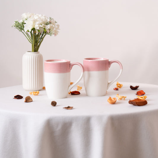 Pink Cloud Porcelain Mug- Pink & White Set of 2