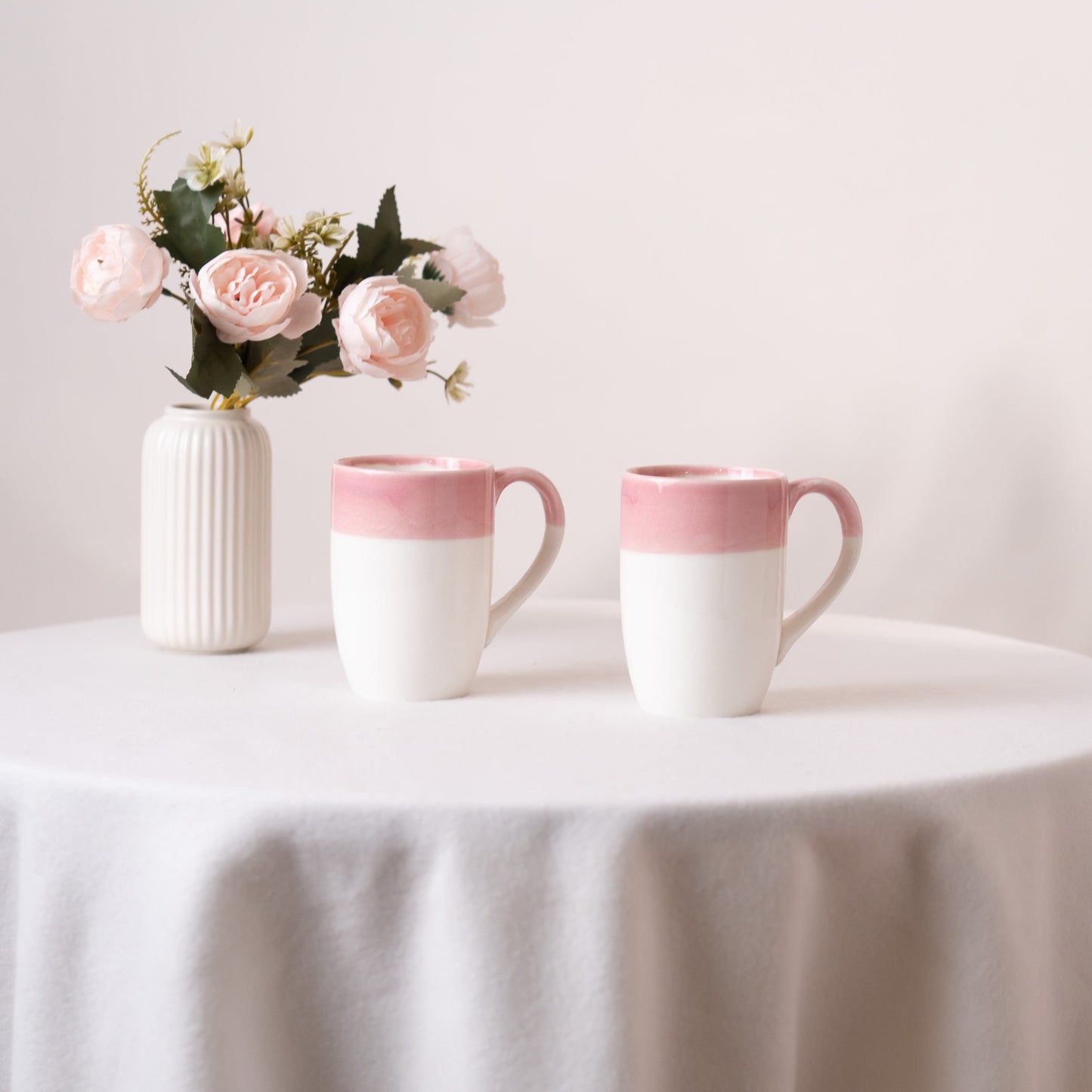 Pink Cloud Porcelain Mug- Pink & White Set of 2