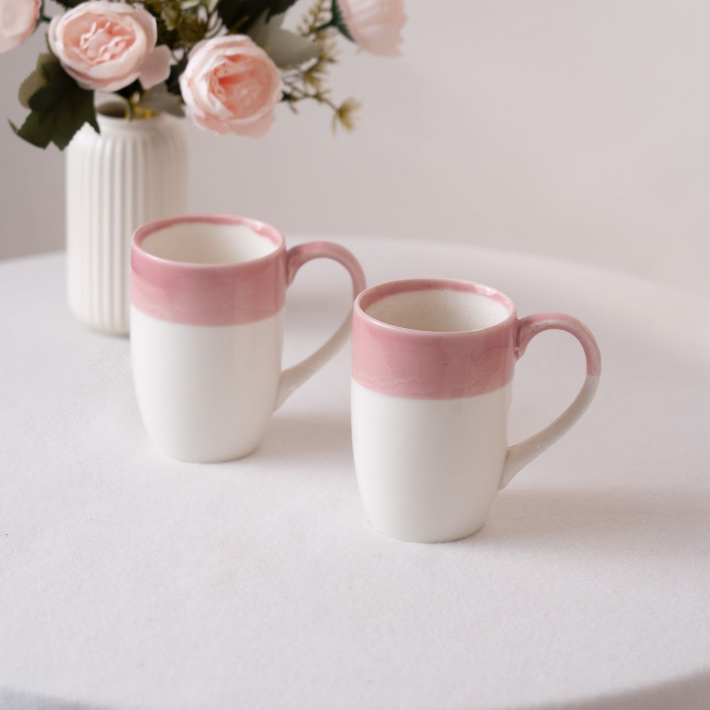 Pink Cloud Porcelain Mug- Pink & White Set of 2