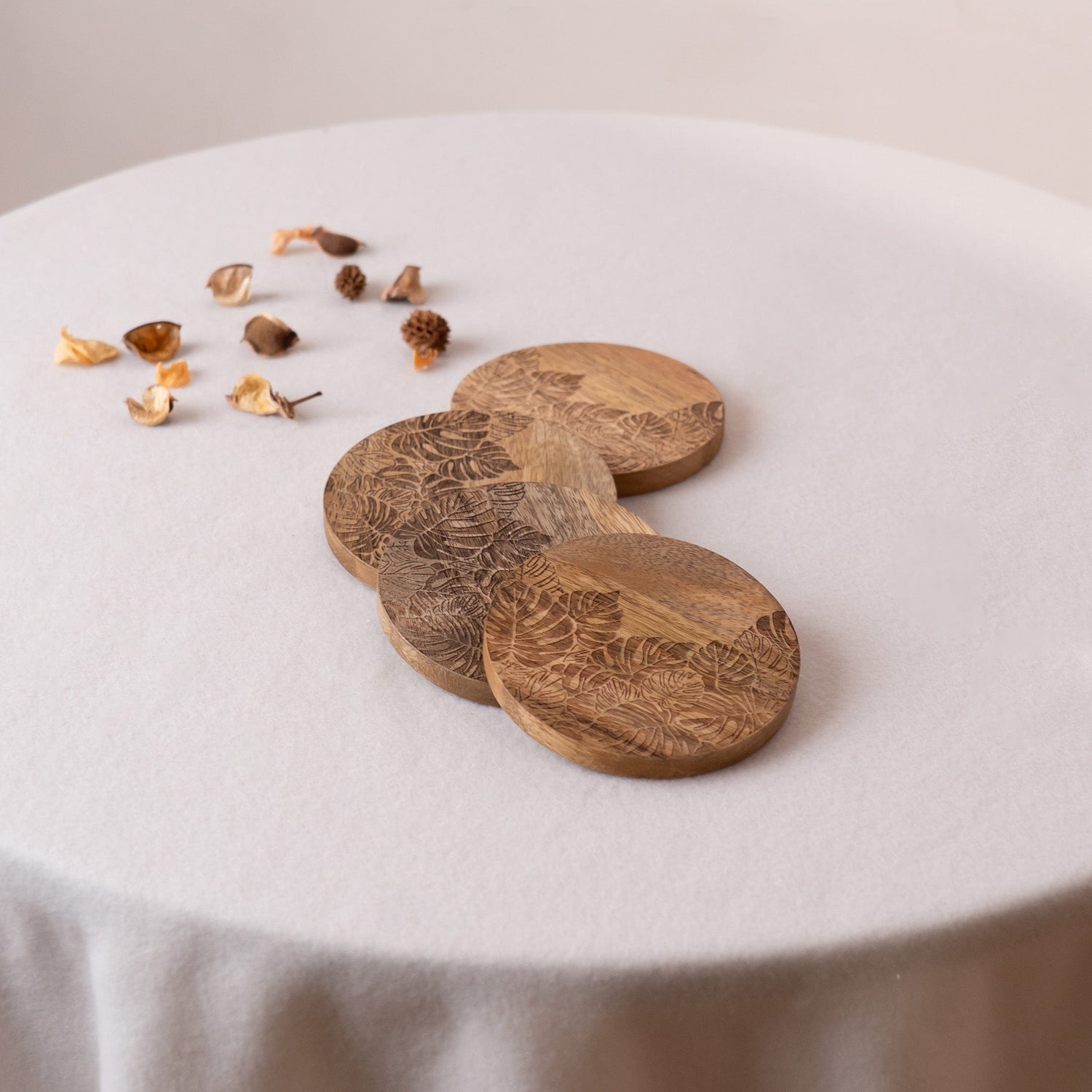 Palm & Pine Coaster- Natural Wood