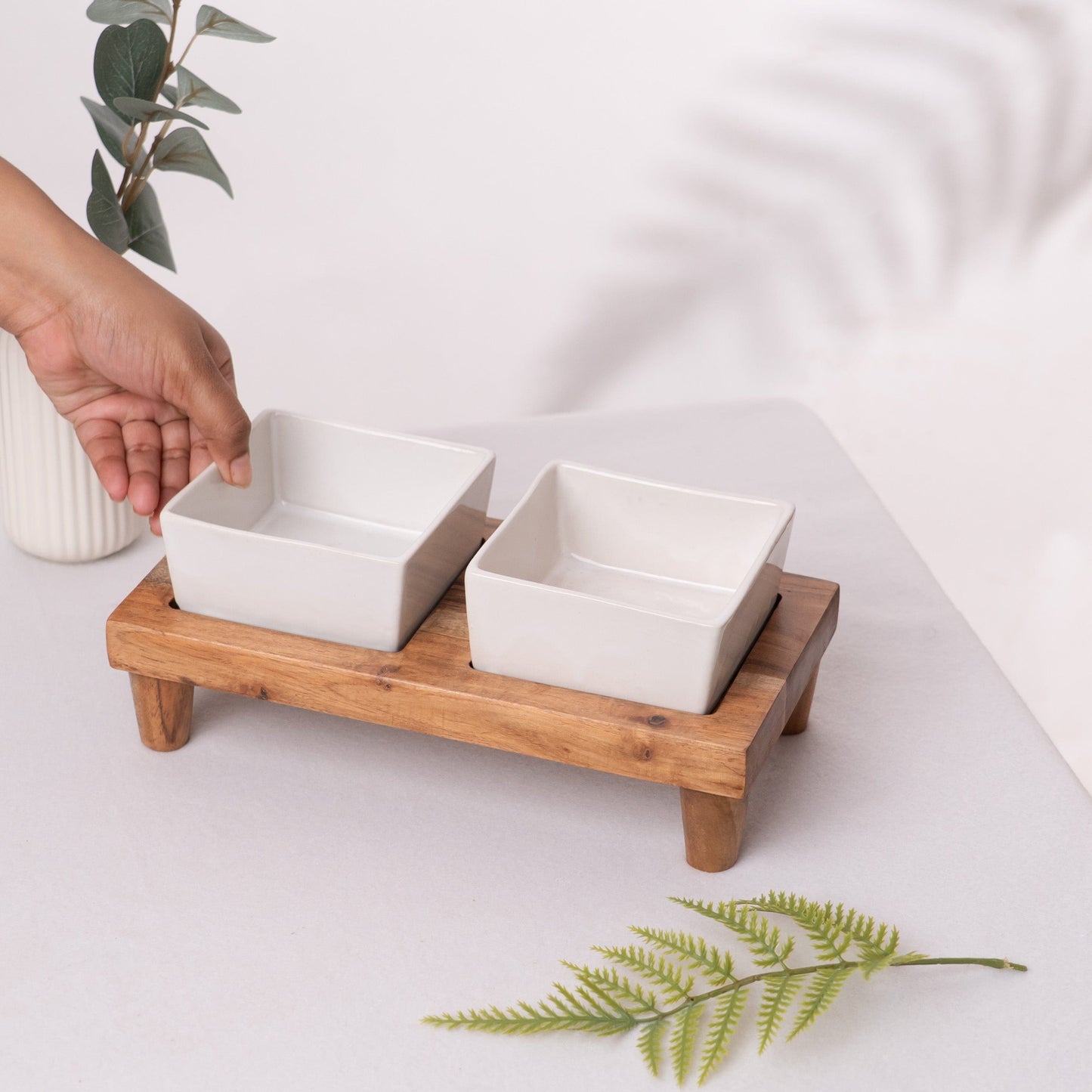 Tureen On Plank Serving Platter- Brown