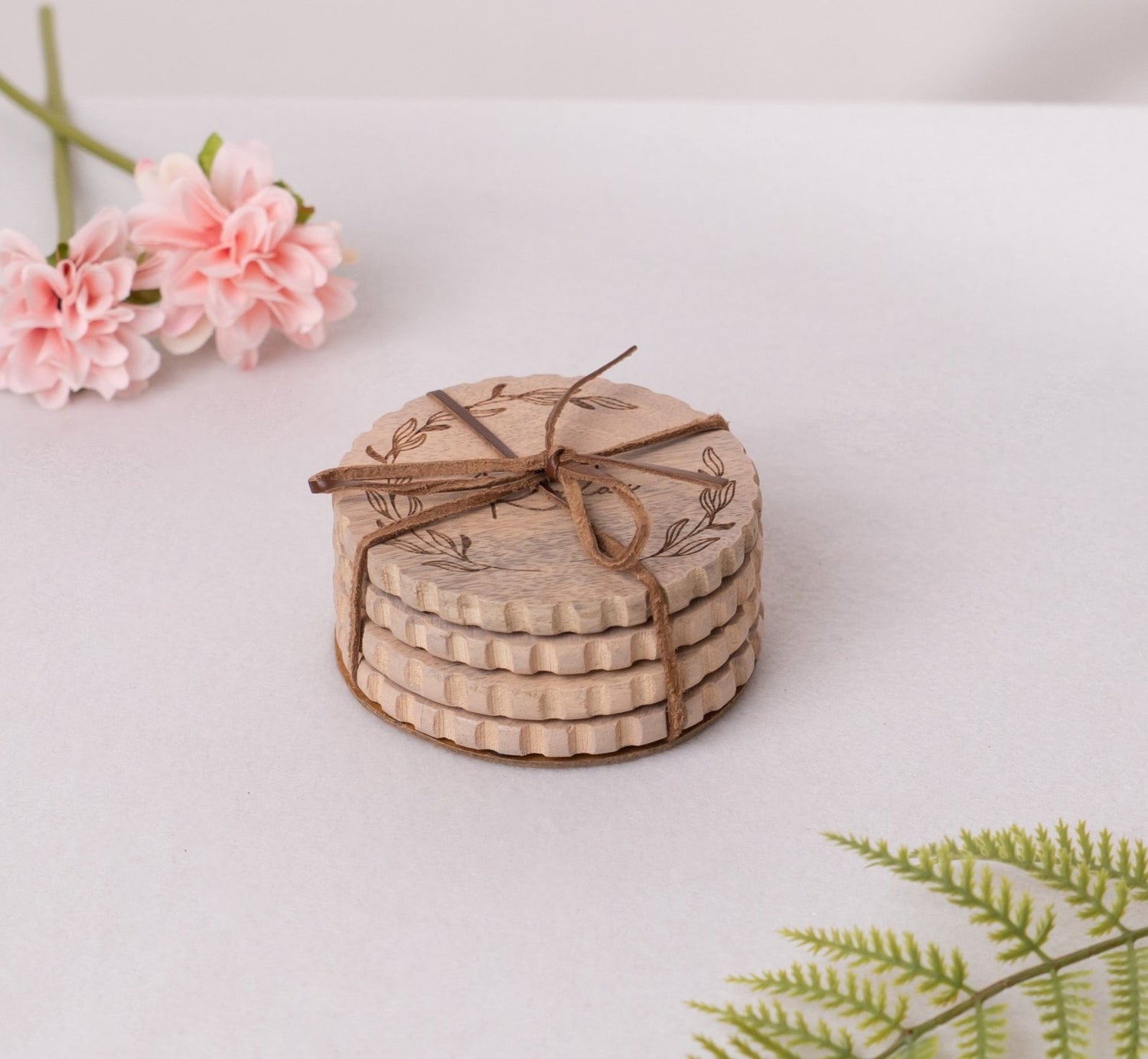 Wooden Words Coaster- Natural Wood - Coaster | haus & kinder