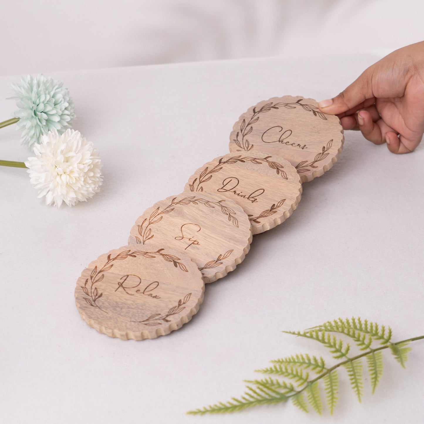 Wooden Words Coaster- Natural Wood