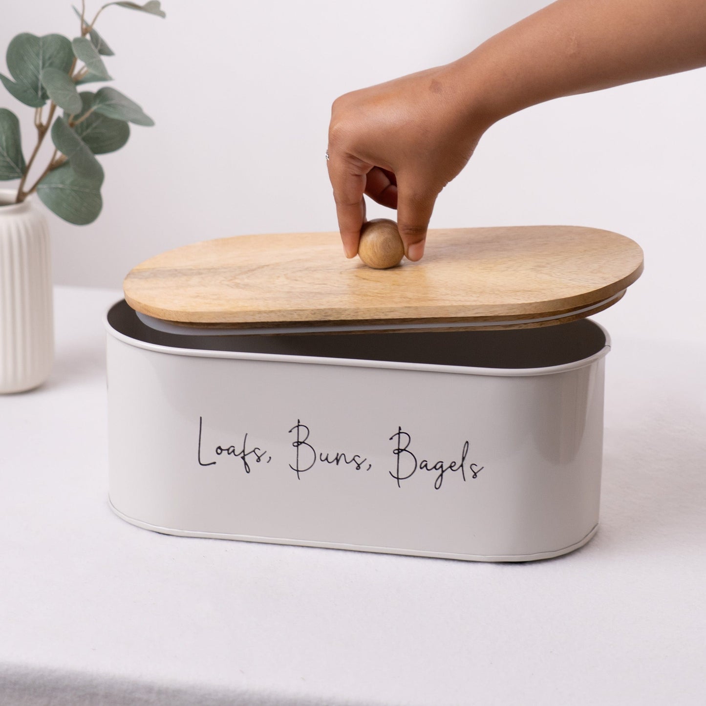 Gleam & Gather Bread Box White & Natural Wood