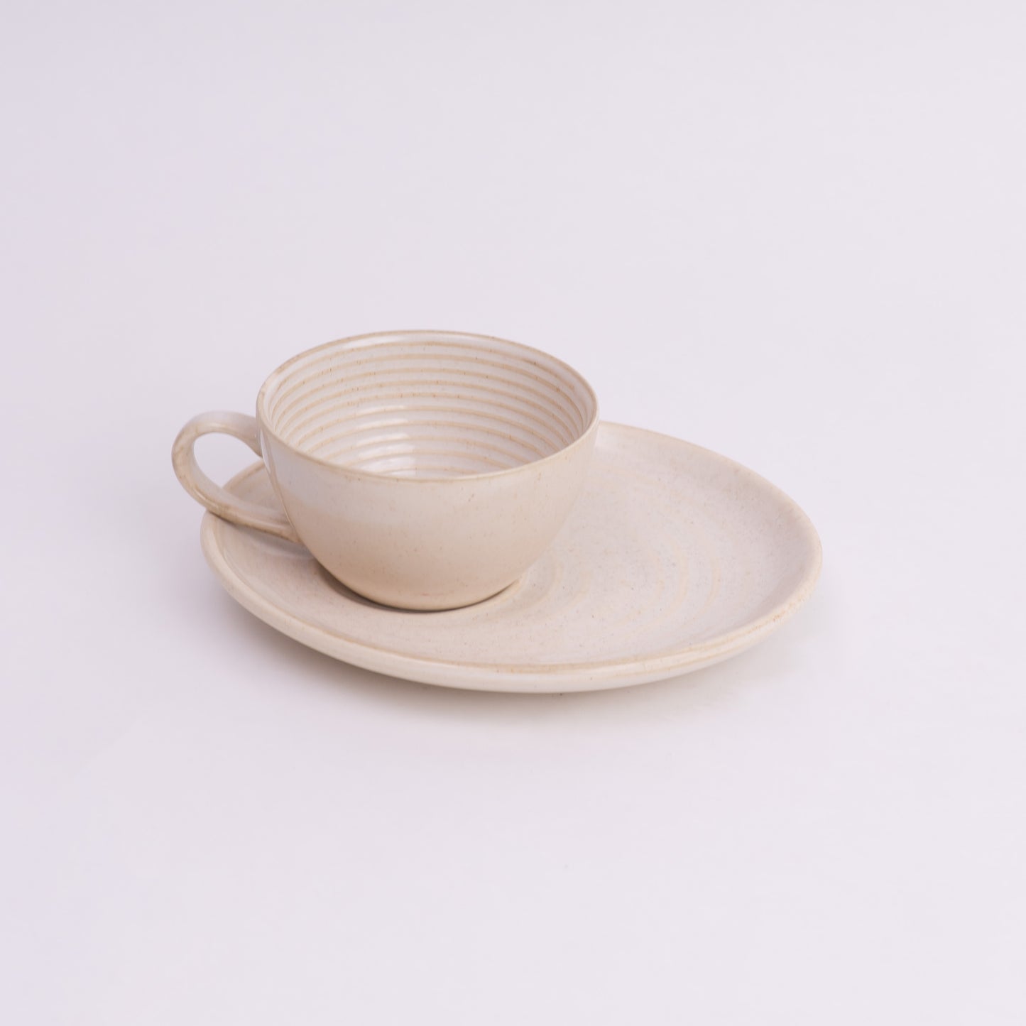 Vanilla Dust Cup & Saucer- Ivory