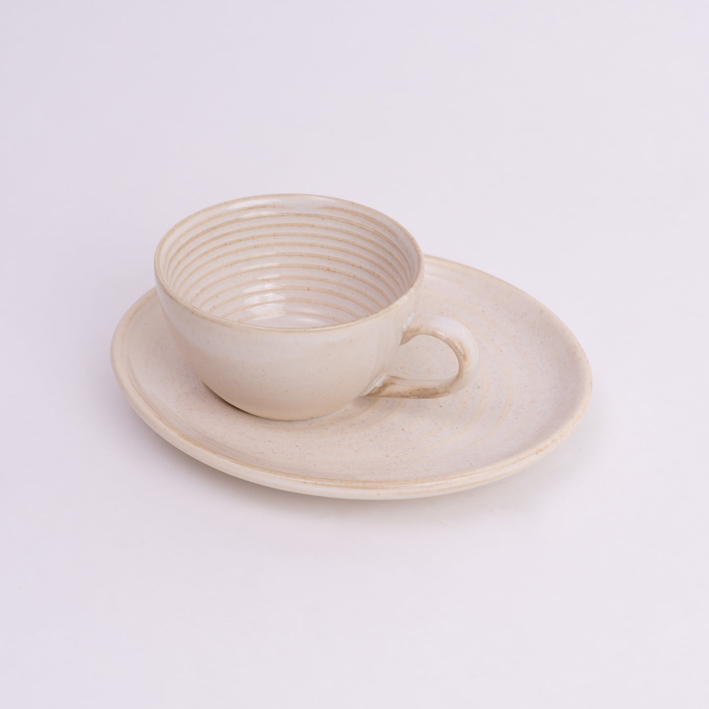 Vanilla Dust Cup & Saucer- Ivory