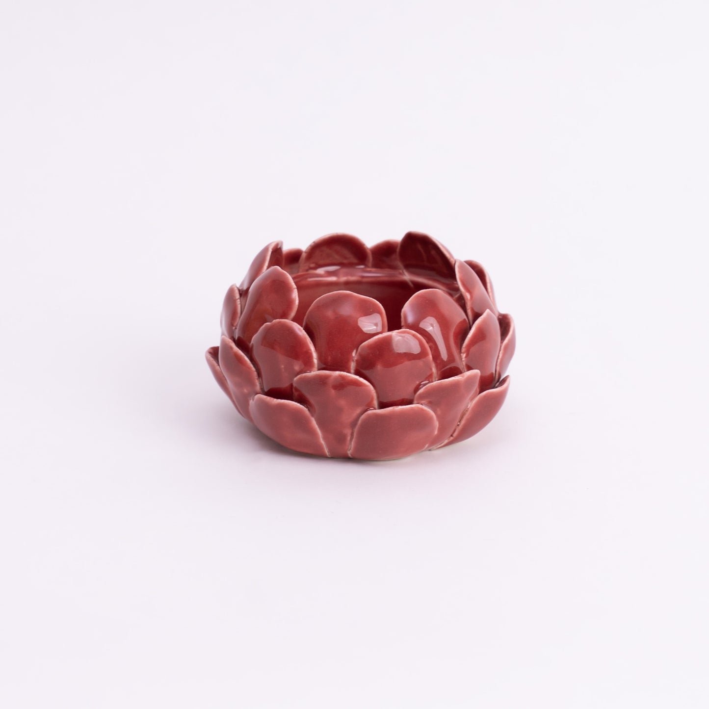 Mahogany Artichoke Tea light holder- Red