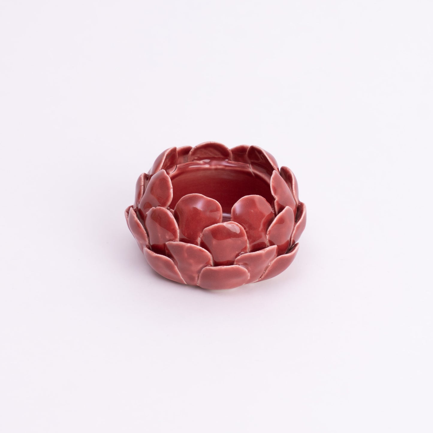 Mahogany Artichoke Tea light holder- Red