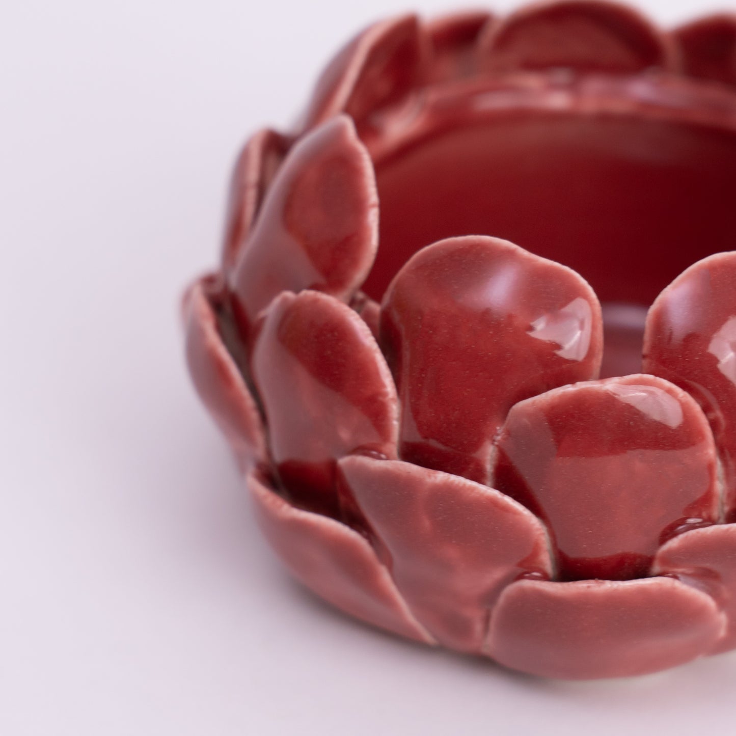 Mahogany Artichoke Tea light holder- Red