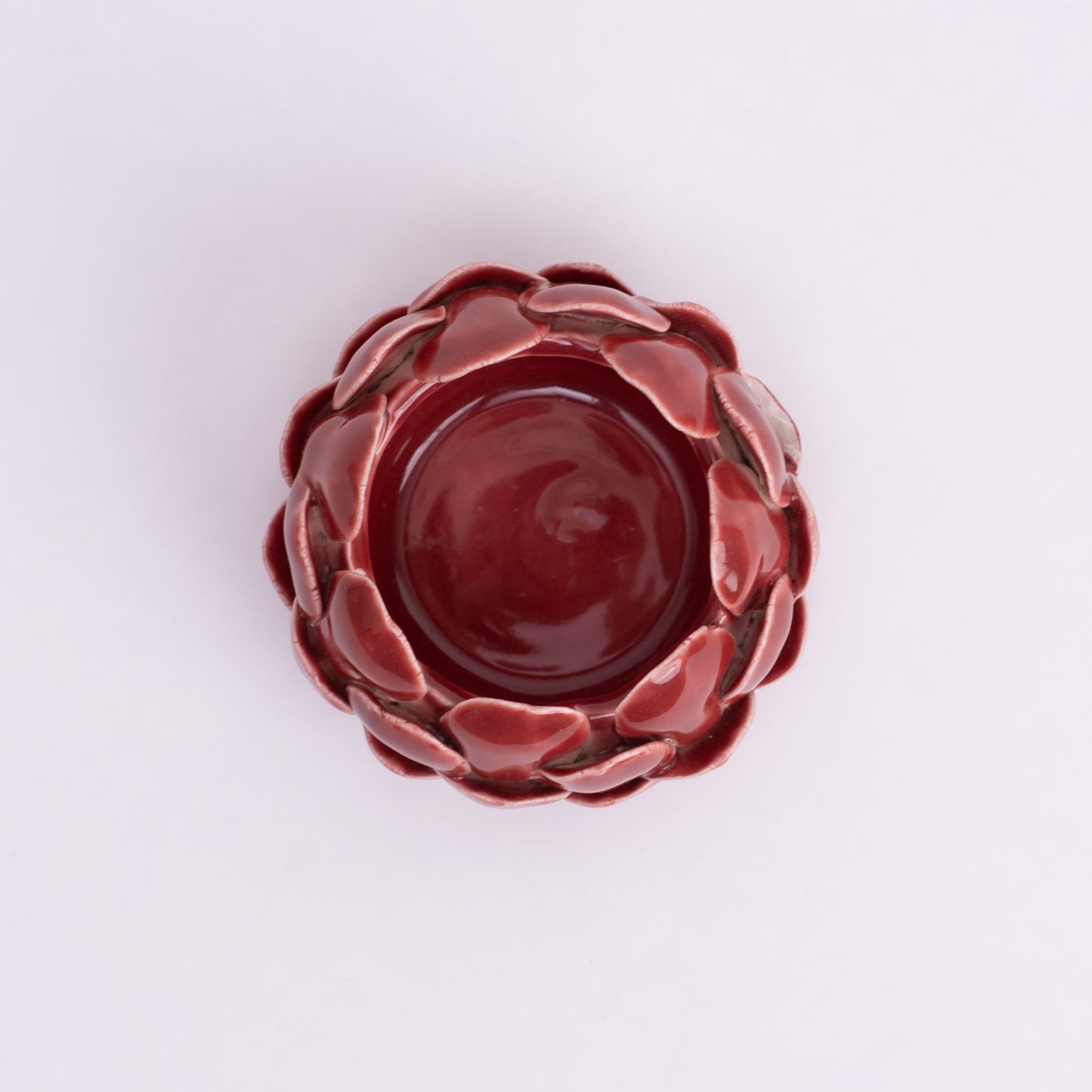 Mahogany Artichoke Tea light holder- Red