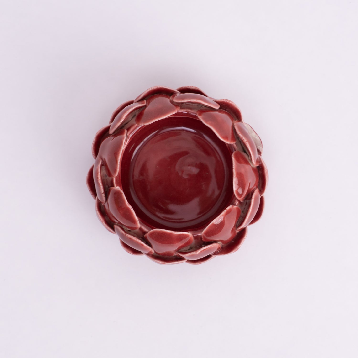 Mahogany Artichoke Tea light holder- Red