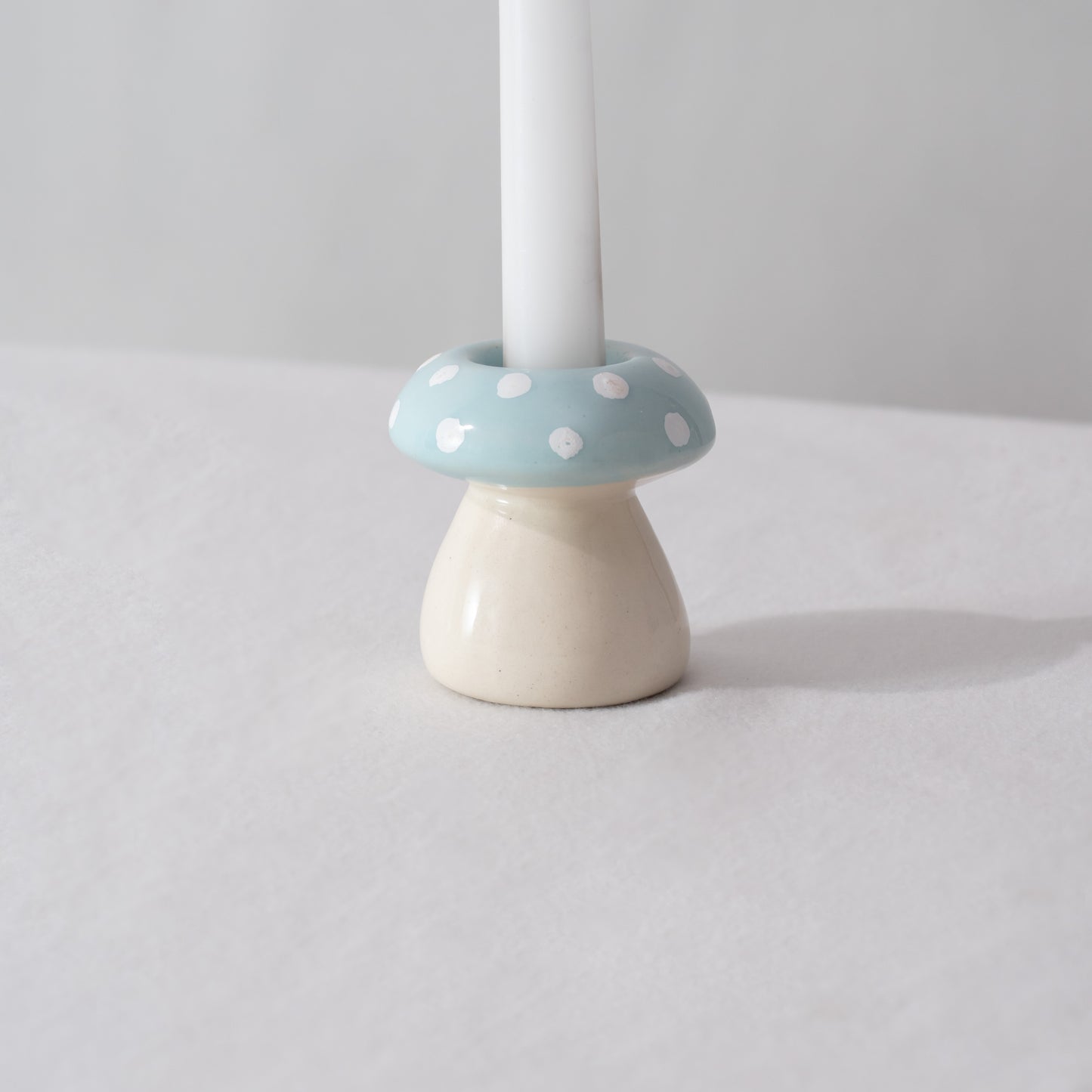 Frosted Shroom Candle Holder- Blue & White