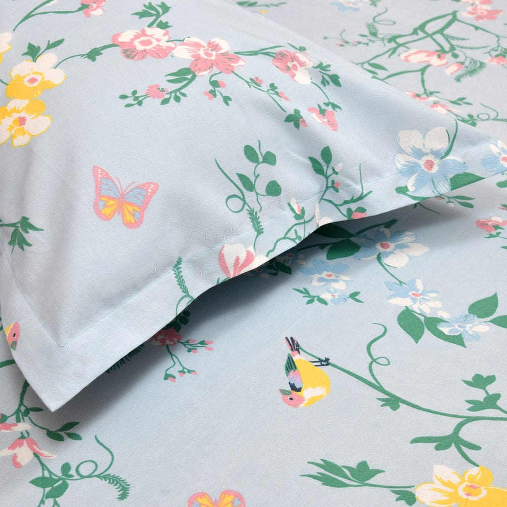 Blue Flower 100% Cotton Single Size Bedsheet