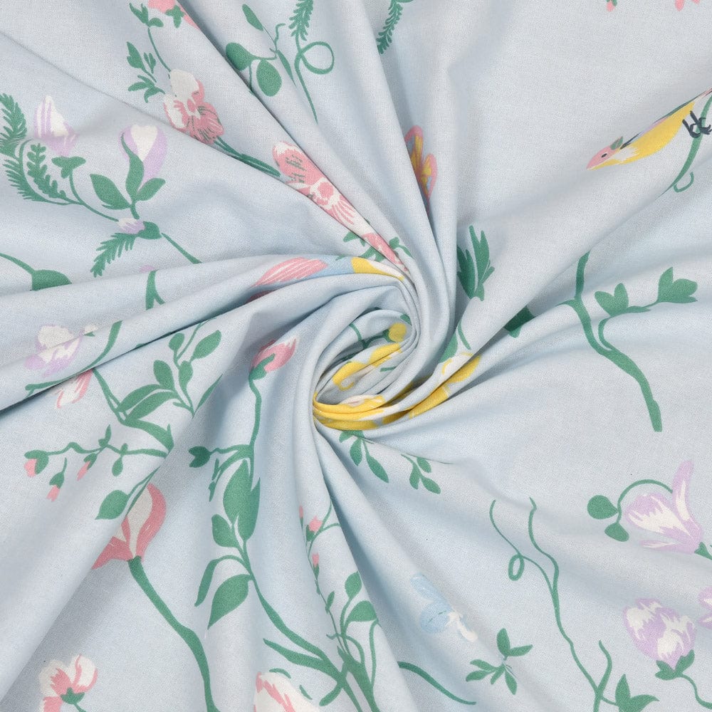 Blue Flower 100% Cotton Single Size Bedsheet