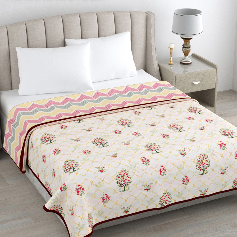 The Ruby Tree Reversible AC Blanket - Yellow & Red