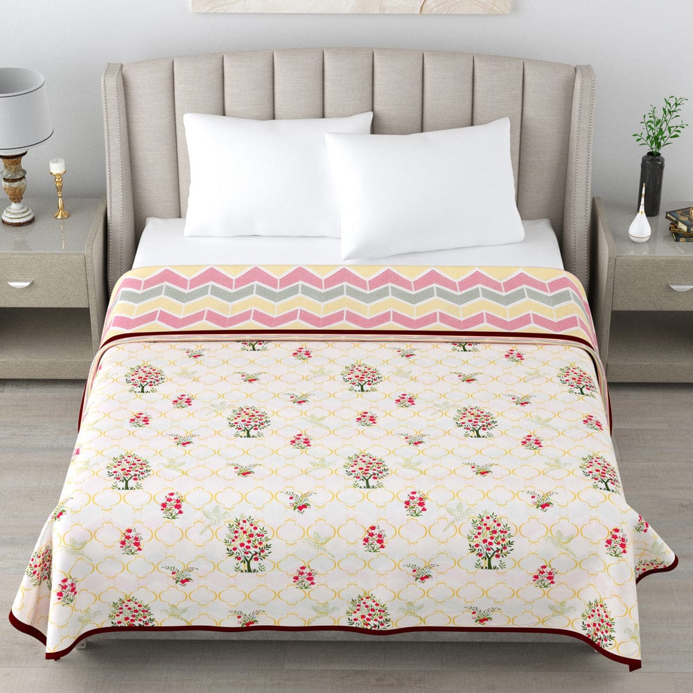 The Ruby Tree Reversible AC Blanket - Yellow & Red