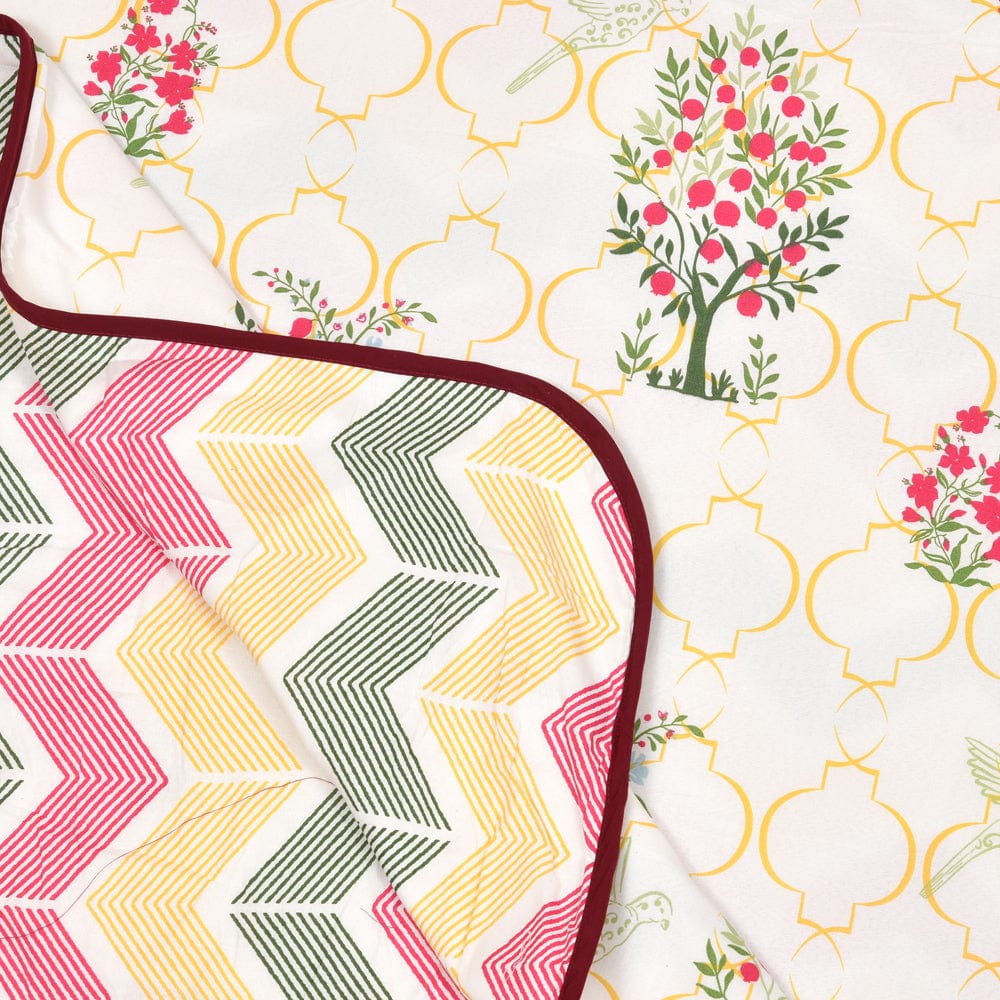The Ruby Tree Reversible AC Blanket - Yellow & Red