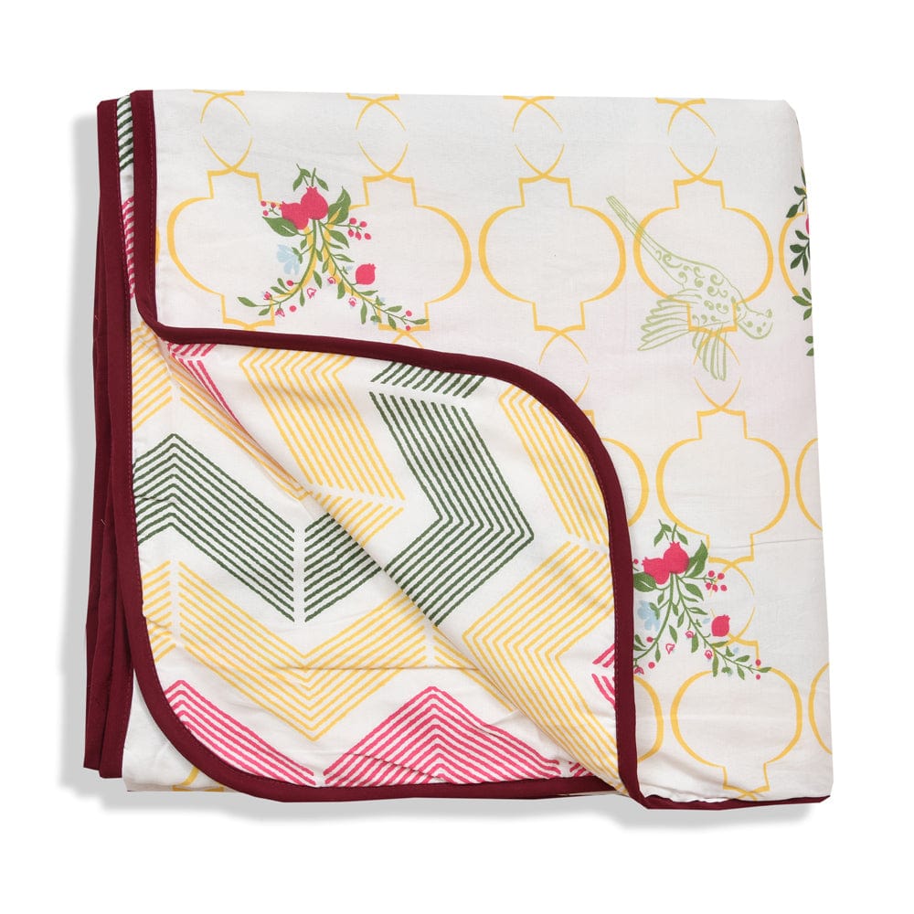 The Ruby Tree Reversible AC Blanket - Yellow & Red