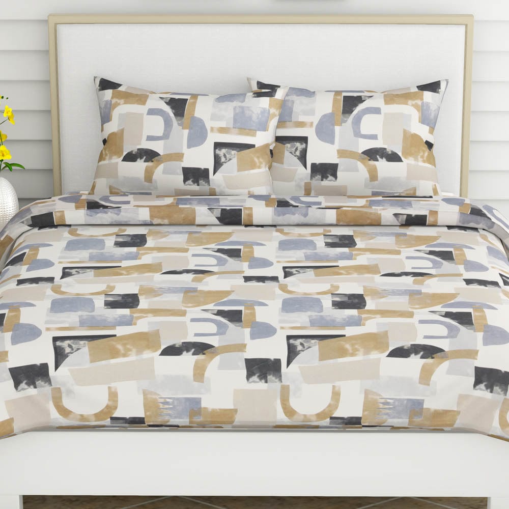 Painted Fusion, 100% Cotton Double Size Bedsheet, 186 TC, Blue