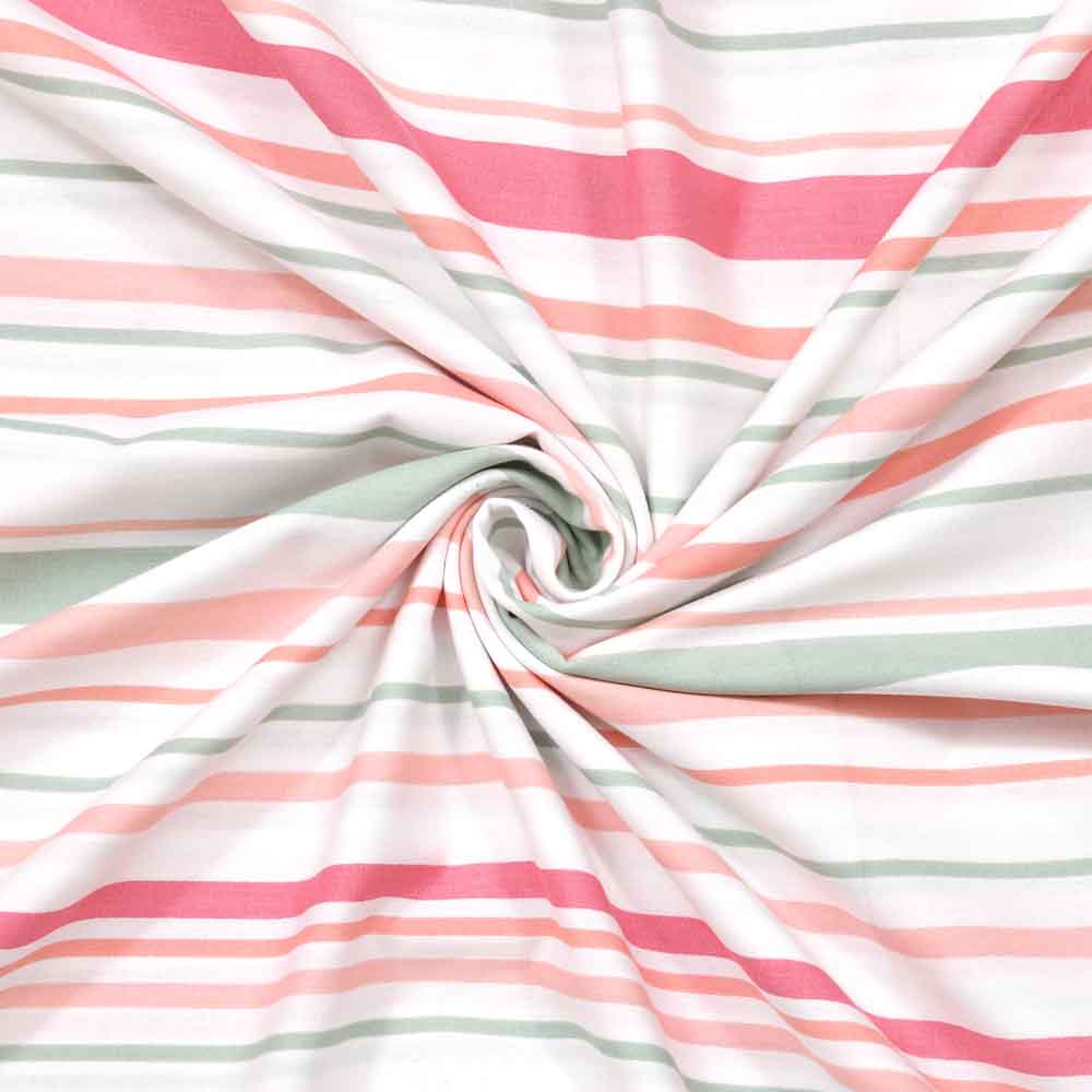 Stripes 100% Cotton King Size Bedsheet, 186 TC, Pink and Green - Bedsheets | haus & kinder