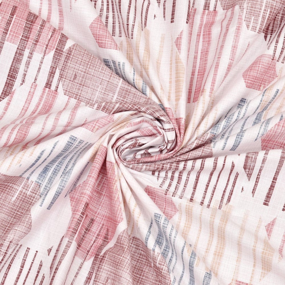 Modern Maze, 100% Cotton Double Size Bedsheet, 186 TC, Red