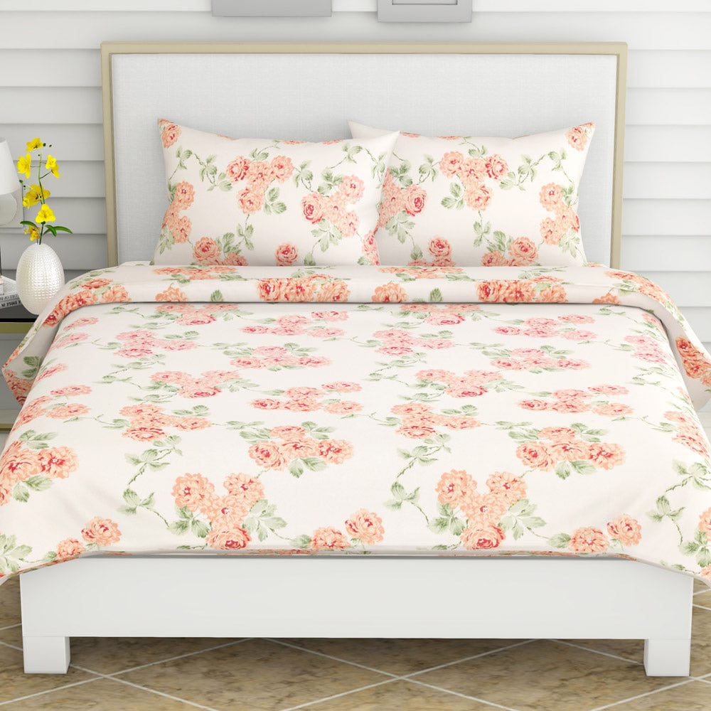 Blushing Blossom, 100% Cotton King Bedsheet, 120 TC