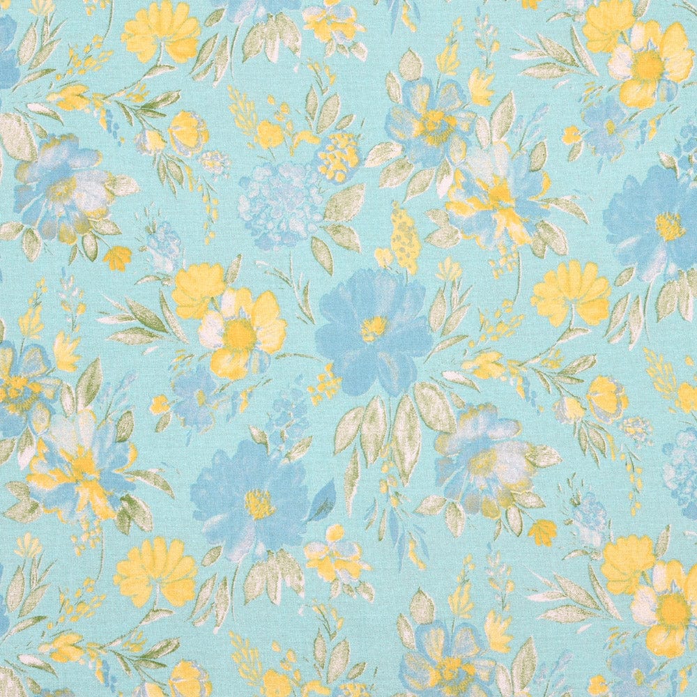 Blue Bell Blooms, 100% Cotton King Bedsheet, 120 TC