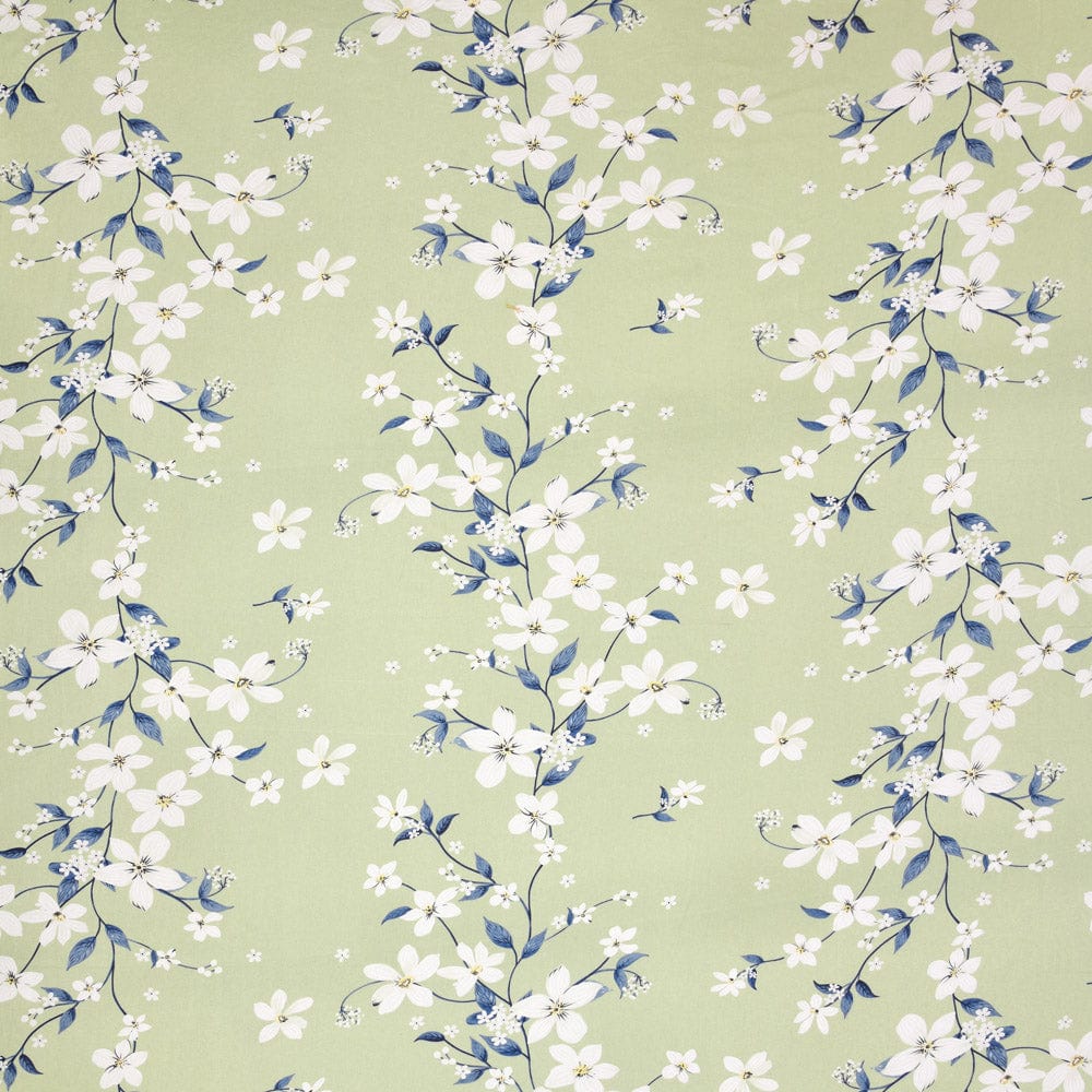 Ivory Bloom 100% Cotton Double Size Bedsheet, 144 TC, Green