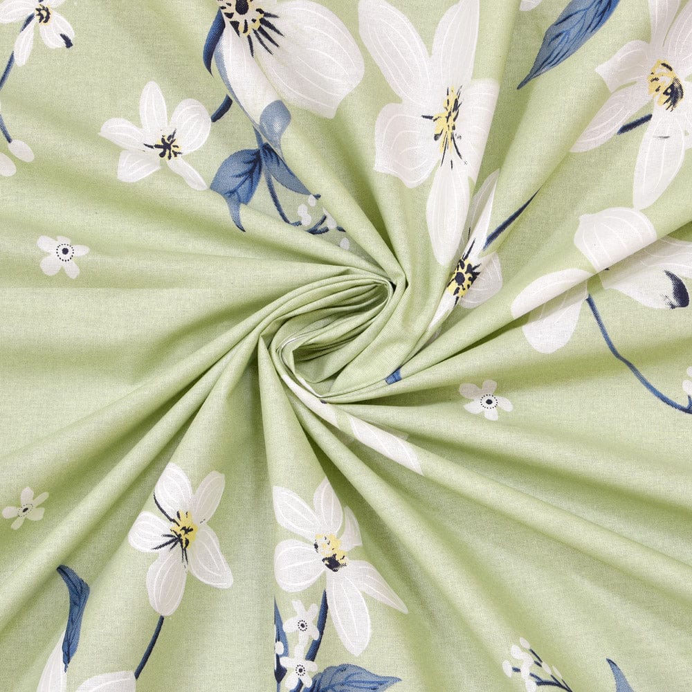 Ivory Bloom 100% Cotton Double Size Bedsheet, 144 TC, Green
