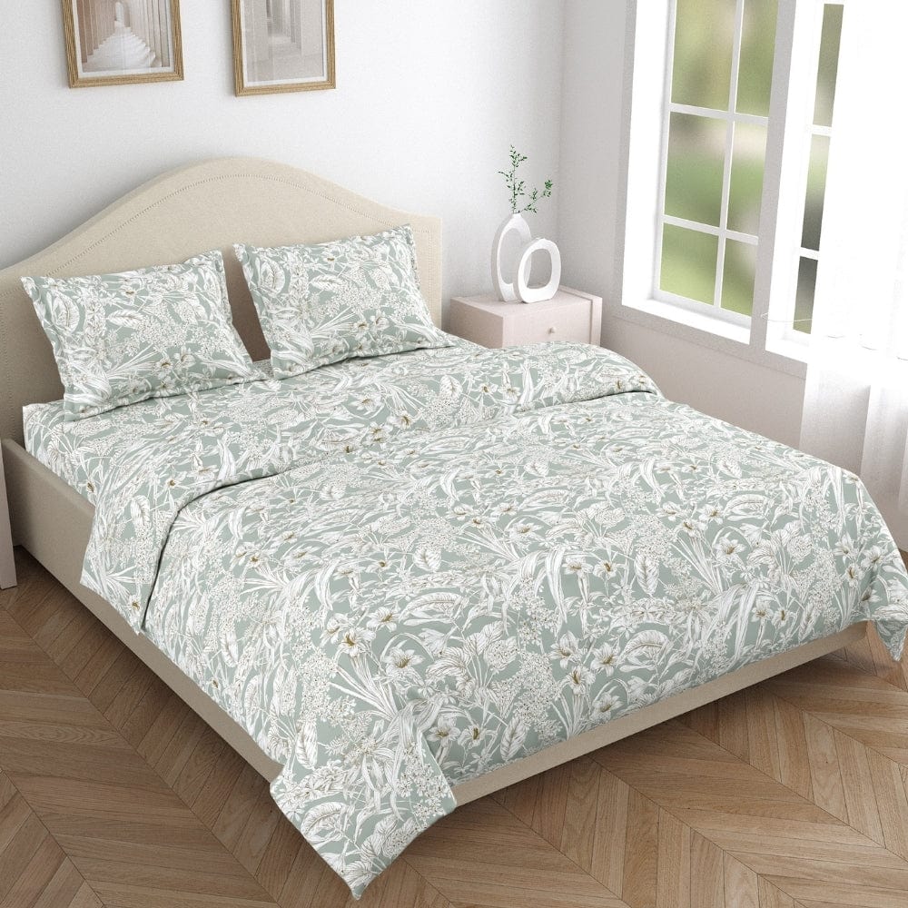 Emerald Jungle 100% Cotton Double Size Bedsheet, 144 TC