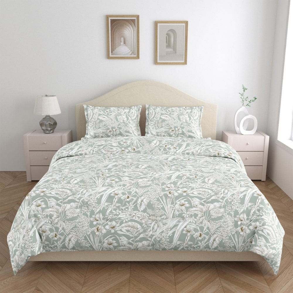 Emerald Jungle 100% Cotton Double Size Bedsheet, 144 TC