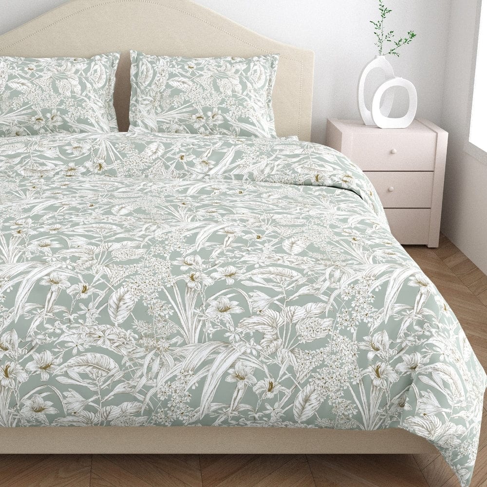 Emerald Jungle 100% Cotton Double Size Bedsheet, 144 TC